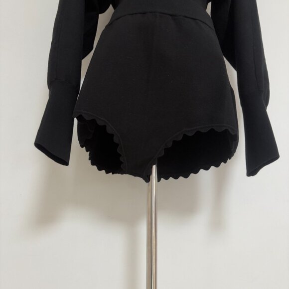 Helsa Elvira Black Knit Ruffled Jumpsuit Shorts - Picture 9 of 14